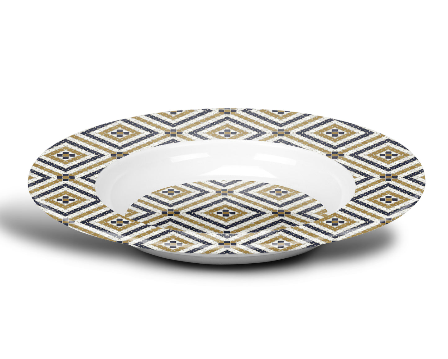 Mosaic Bistro Tile Print Bowl, Diamond Pattern, Luxe Plastic