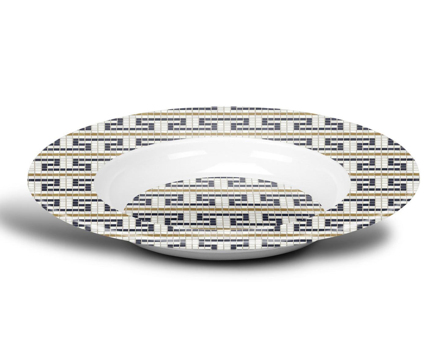 Mosaic Bistro Tile Print Bowl, Fret Pattern, Luxe Plastic