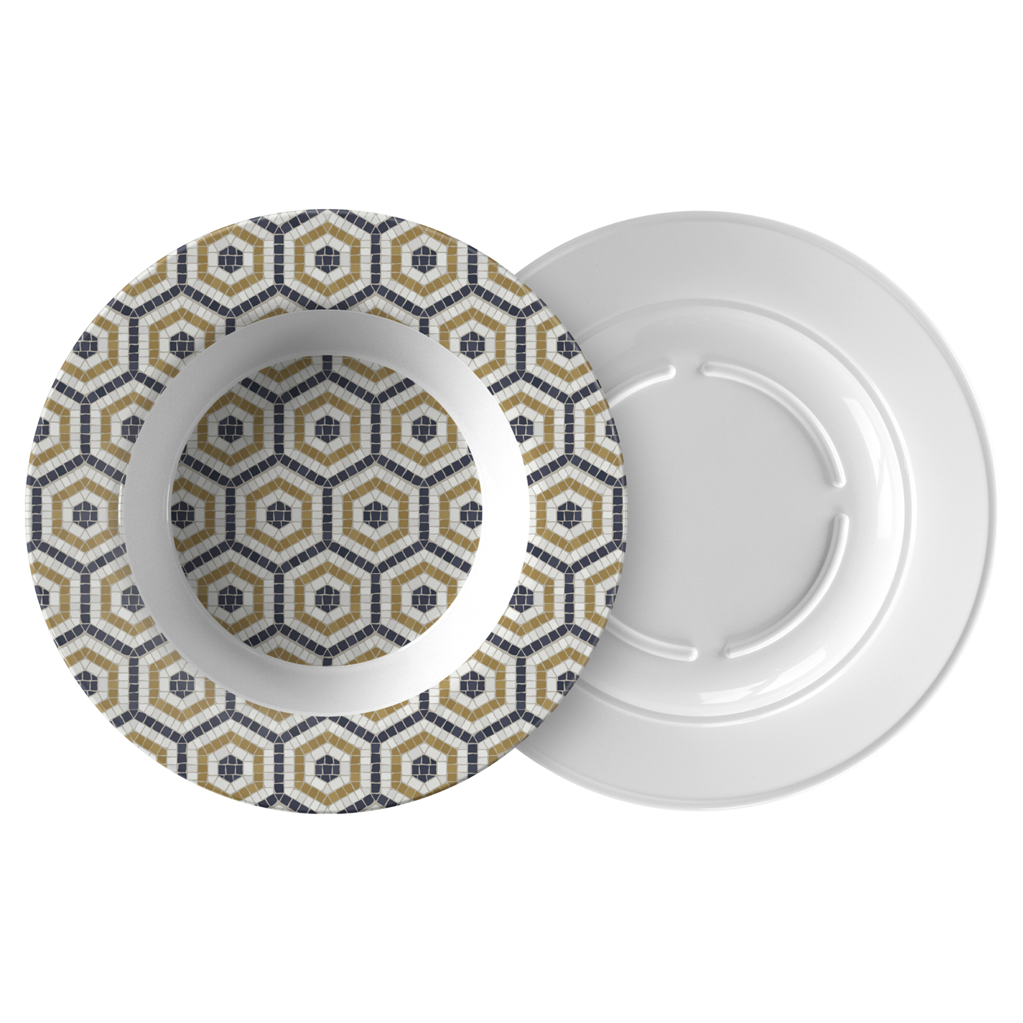 Mosaic Bistro Tile Print Bowl, Hexagon Pattern, Luxe Plastic