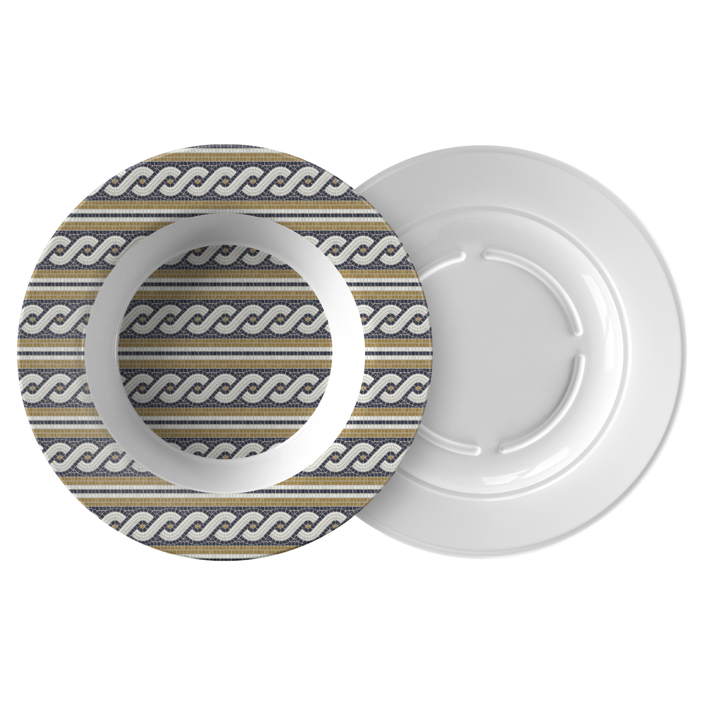 Mosaic Bistro Tile Print Bowl, Rope Braid Pattern, Luxe Plastic