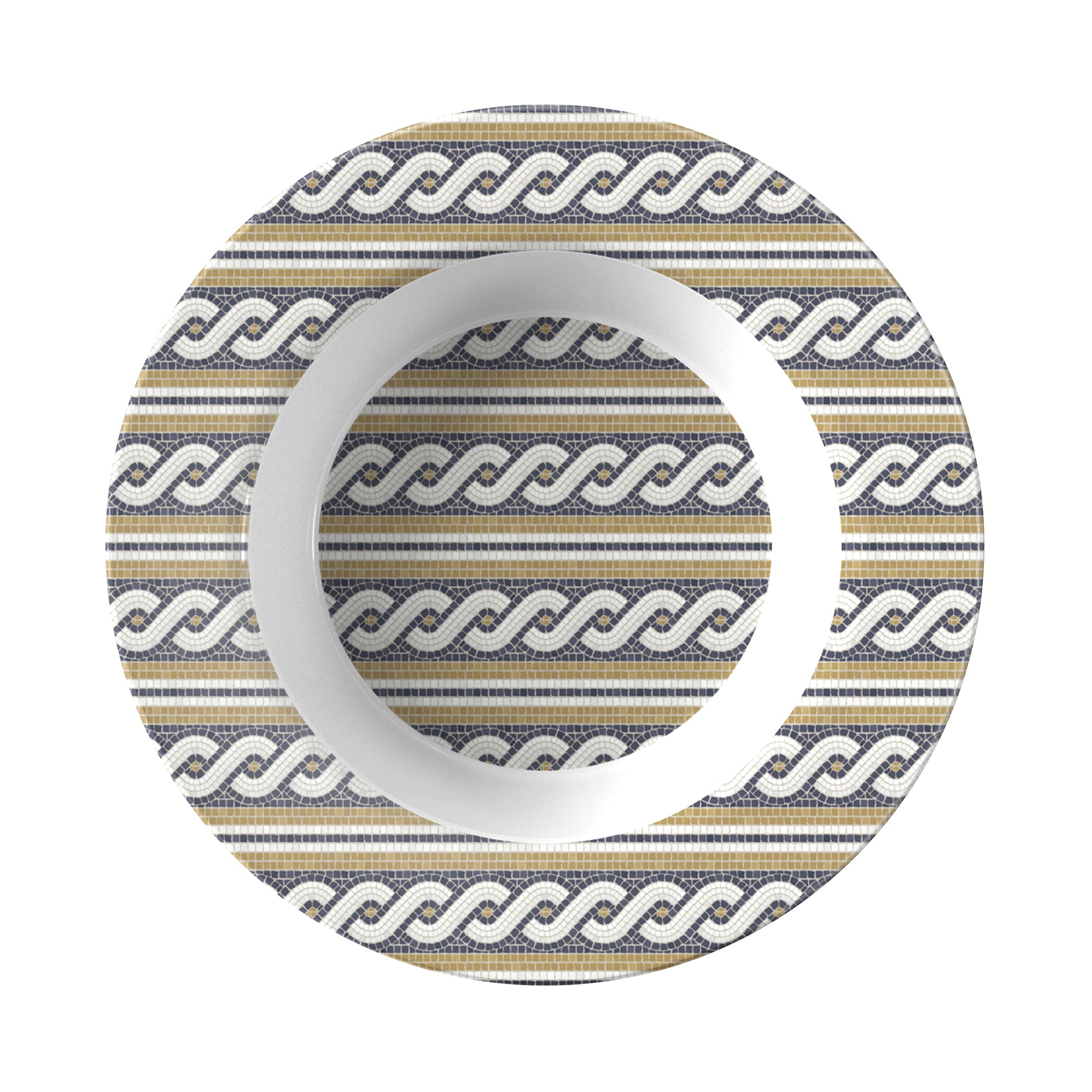 Mosaic Bistro Tile Print Bowl, Rope Braid Pattern, Luxury Plastic ...