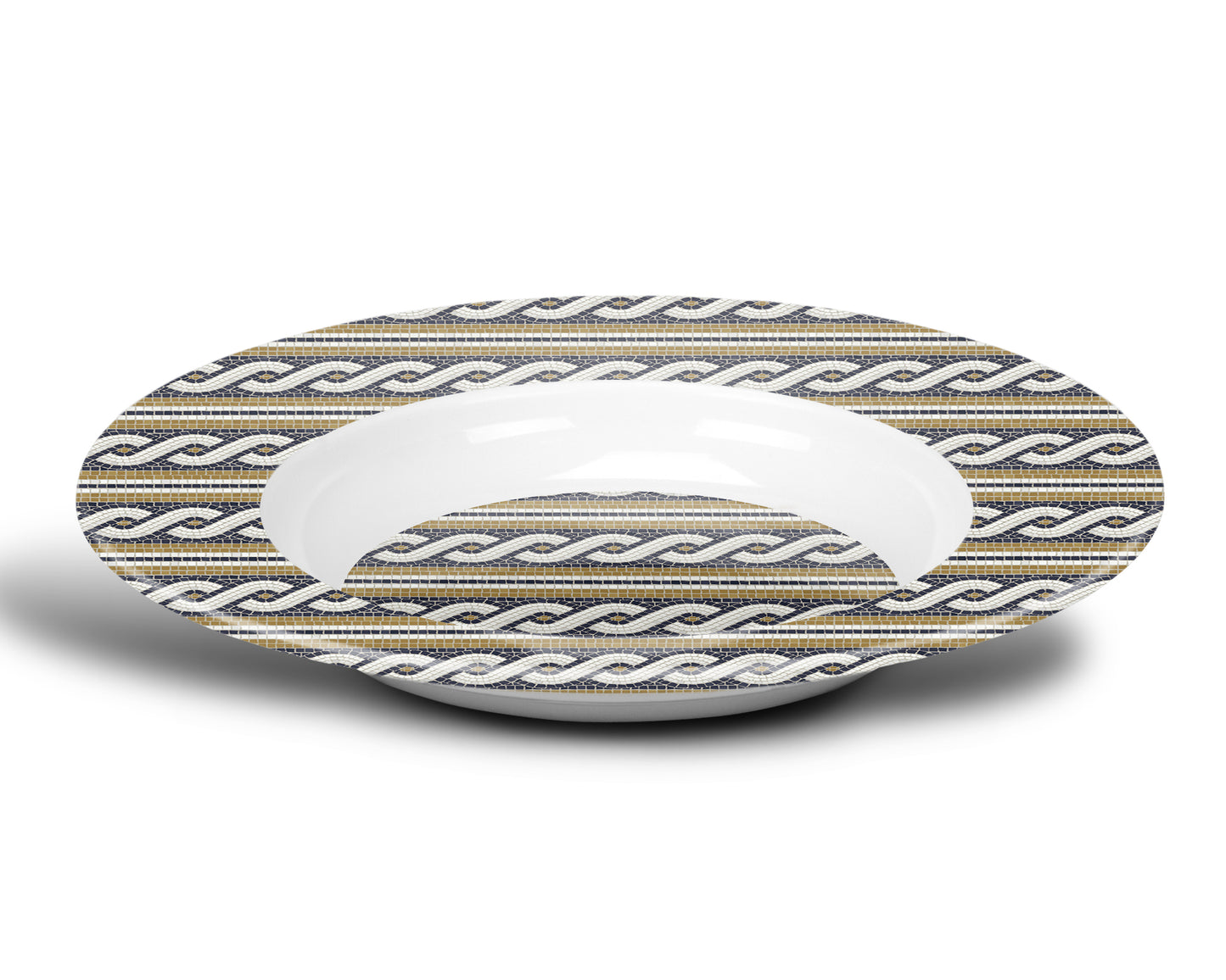 Mosaic Bistro Tile Print Bowl, Rope Braid Pattern, Luxe Plastic