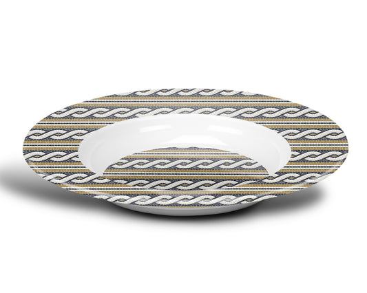 Mosaic Bistro Tile Print Bowl, Rope Braid Pattern, Luxe Plastic