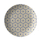 Round plate with hexagon geometric bistro tile pattern on a white background