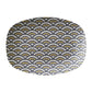 Scallop pattern serving platter in black, gold and cream. Bistro tile inspired.