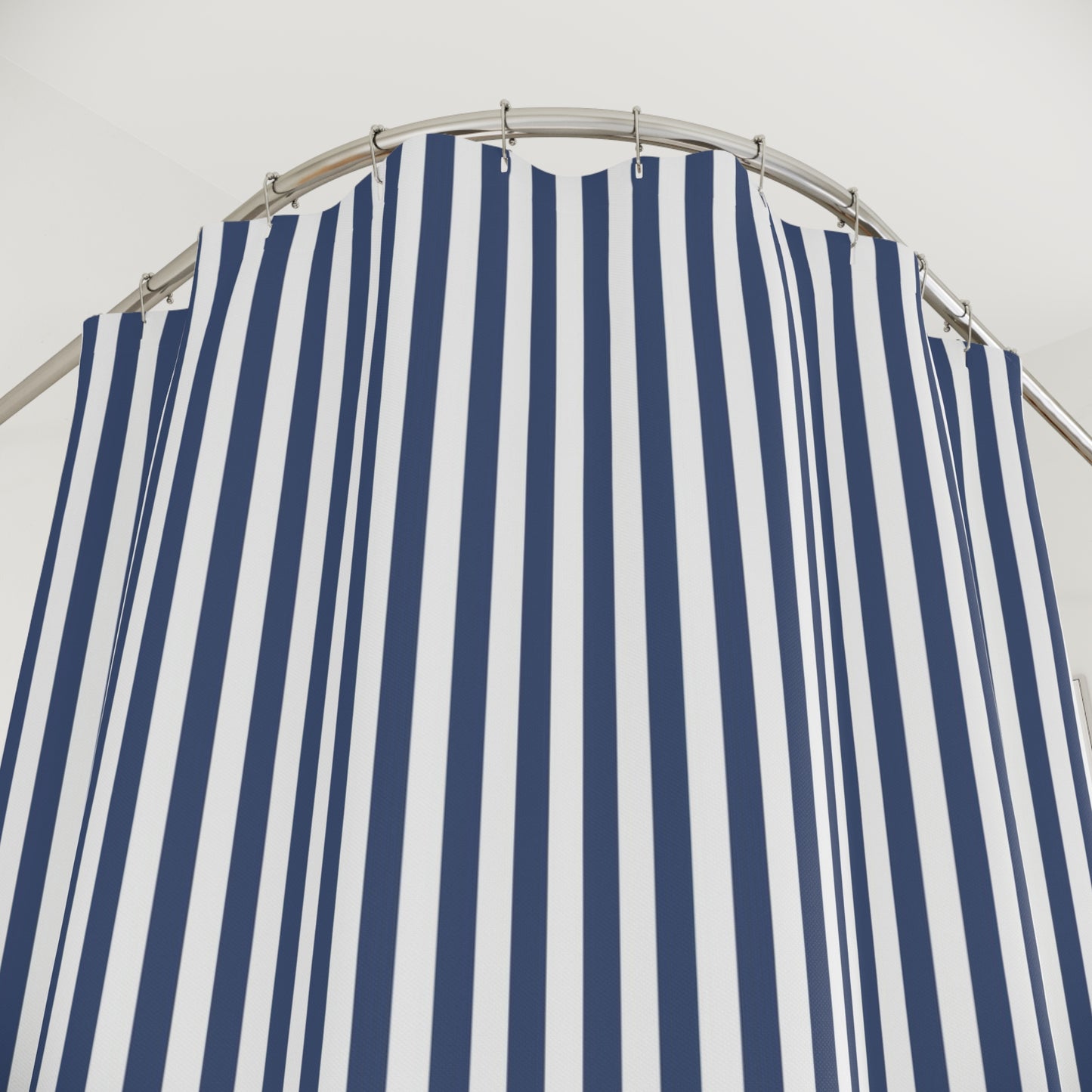 Canopy Stripe Shower Curtain, Navy Blue and White