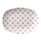 White oval serving platter labeled Nut Free in red to alert allergy friendly.