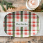Personalized Christmas Serving Platter – Modern Tartan, Green, Red & Pink, Luxury Plastic