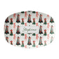 Serving platter tray with Christmas tree and bow pattern on a white background with custom text at cwenter