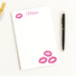Personalized Lipstick Kiss Print Notepad – Custom Desk Stationery, Hot Pink