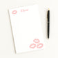 Personalized Lipstick Kiss Print Notepad – Custom Desk Stationery, Light Pink