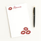 Personalized Lipstick Kiss Print Notepad – Custom Desk Stationery, Red Lips