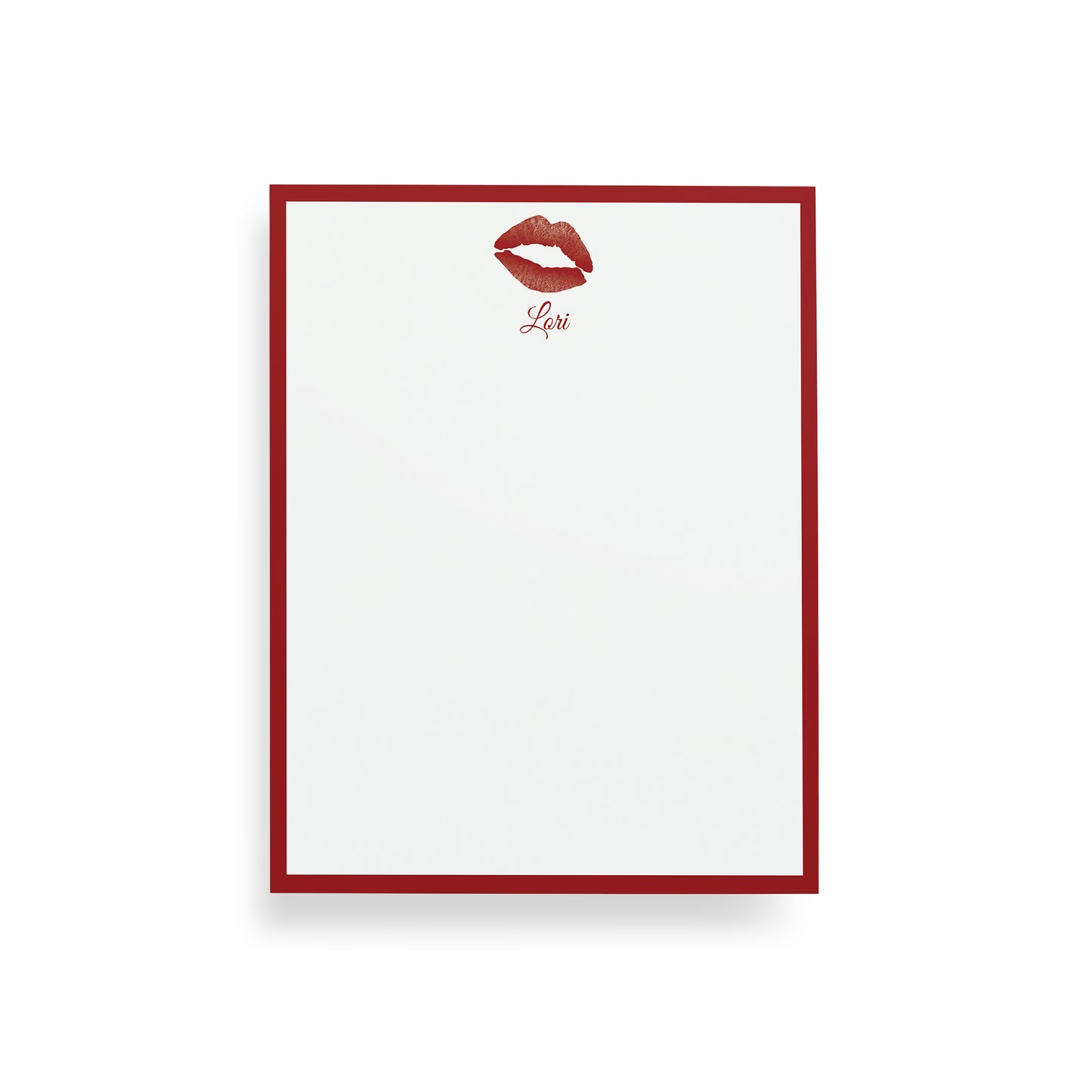 Personalized Lipstick Kiss Print Notecards, Set of 10, Red