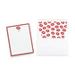 Two stationery items with a red lip prints and custom text or name on a white background