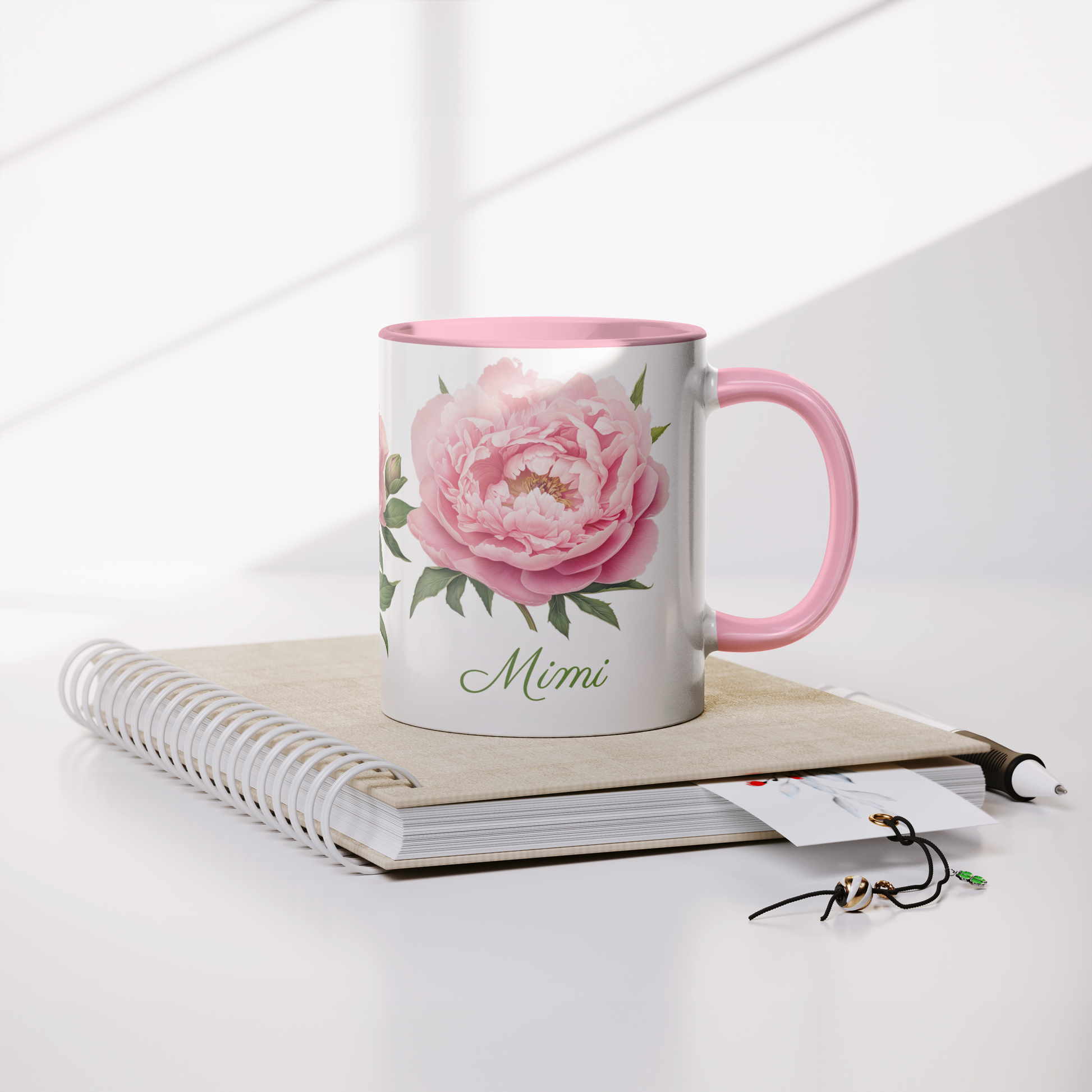 Personalized_Coffee_Mug_Pink_Peony_with_Lifestyle_Notebook_Mockup.png