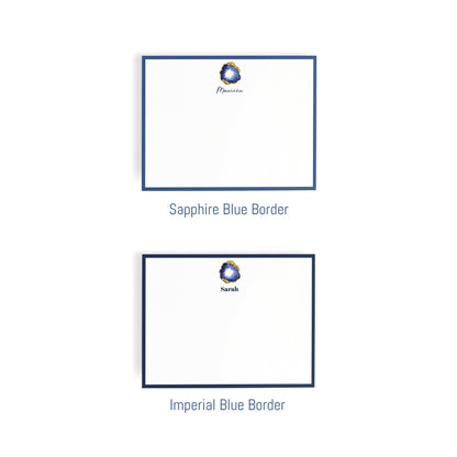 Personalized Gemstone Notecards – Custom Stationery Set, Sapphire Geode