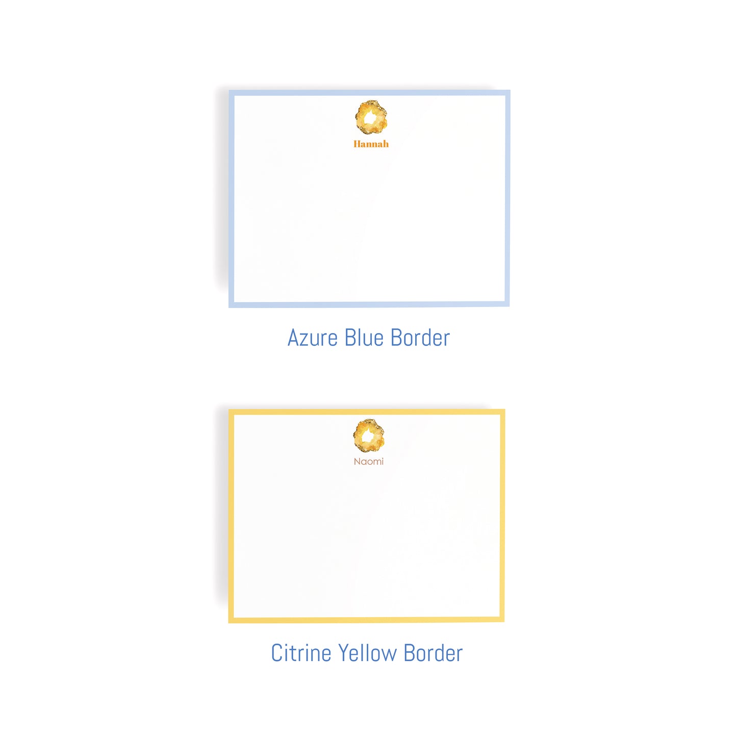 Personalized Gemstone Notecards – Custom Stationery Set, Citrine Geode