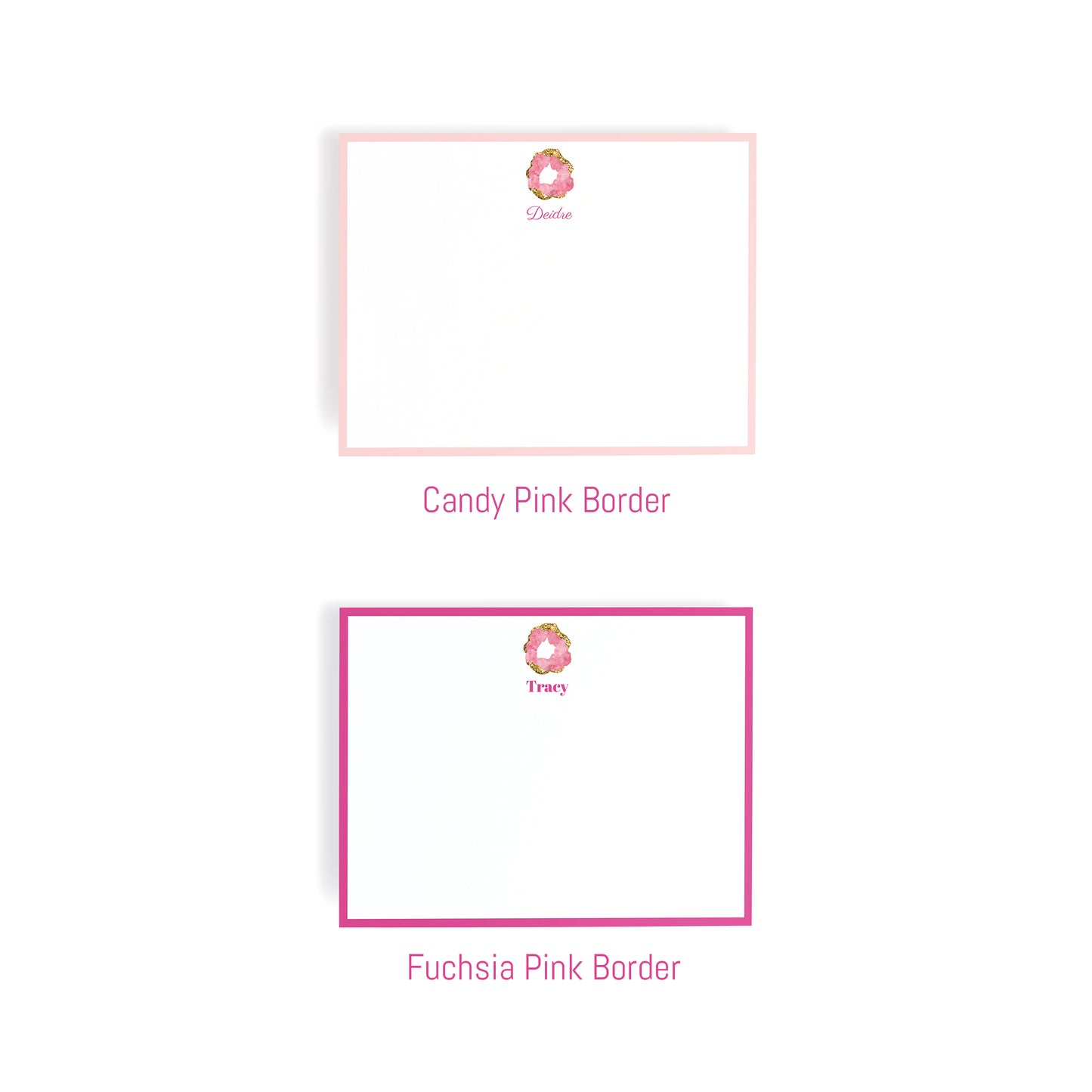 Personalized Gemstone Notecards – Custom Stationery Set, Rose Quartz Geode
