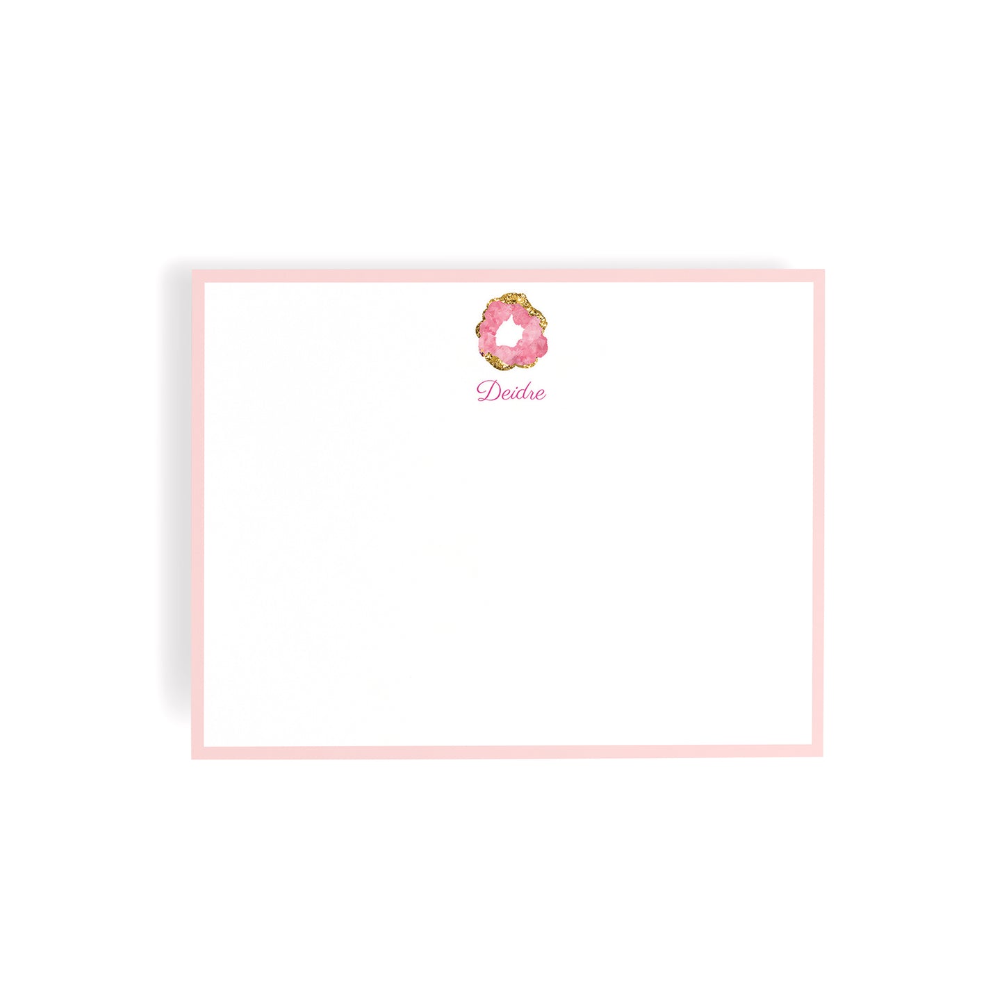 Personalized Gemstone Notecards – Custom Stationery Set, Rose Quartz Geode