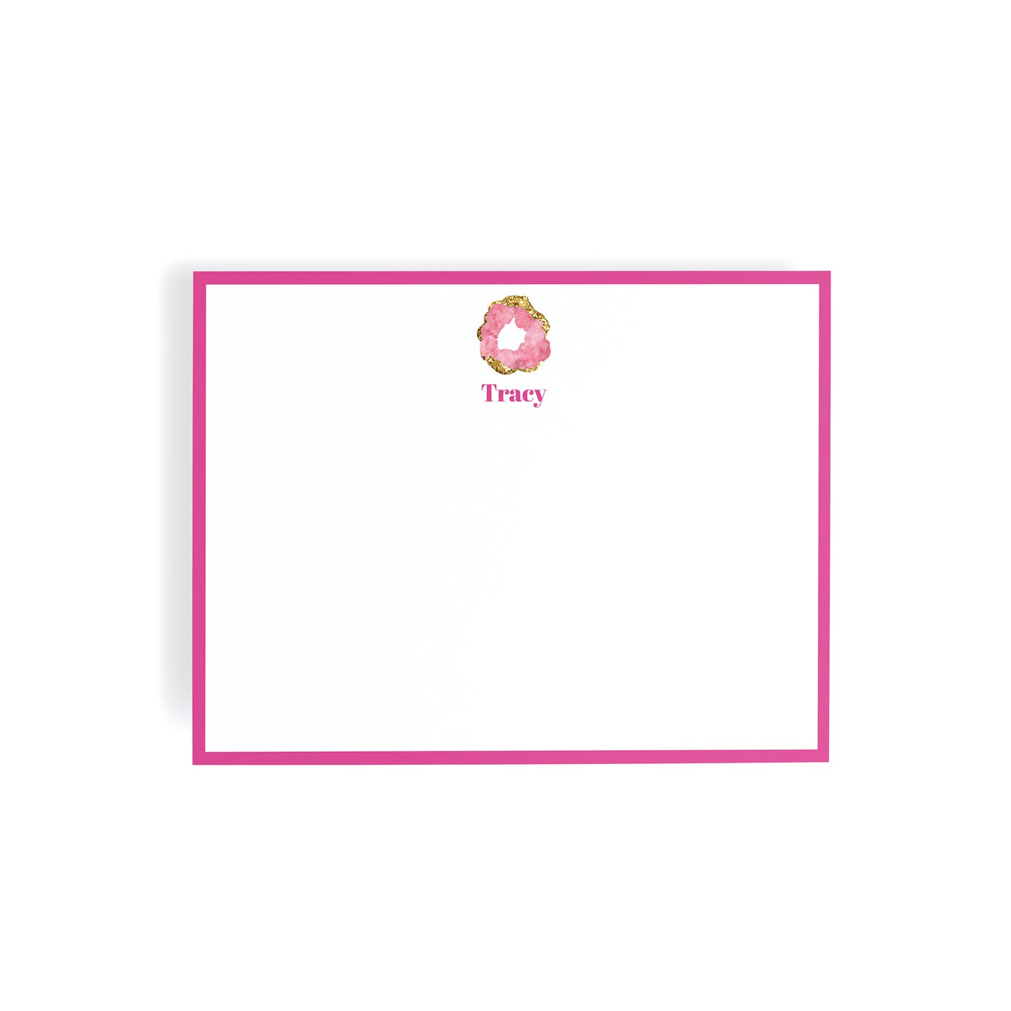 Personalized Gemstone Notecards – Custom Stationery Set, Rose Quartz Geode