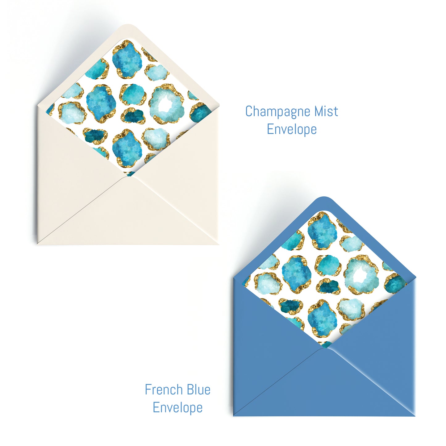 Personalized Gemstone Notecards – Custom Stationery Set, Aquamarine Geode