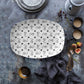Personalized White &amp; Black Stylized Monogrammed Platter features customized initials set in a repeating pattern accented with a stylish motif for an all-over, unique custom design.