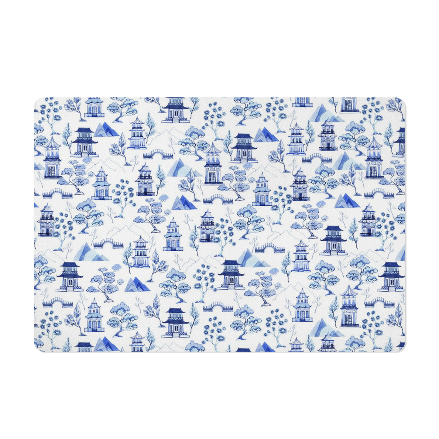 Pet Placemat, Chinoiserie, Toile, Blue and White, 12" x 18"