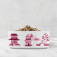 Chinoiserie Pet Bowl, Pagoda Print, Ceramic, Pink and White