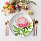 Pink Peony Flower Plates, Luxury Plastic, Choose Single or Set of Four
