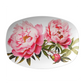 Oval serving platter with pinky peony flower botanical print on white