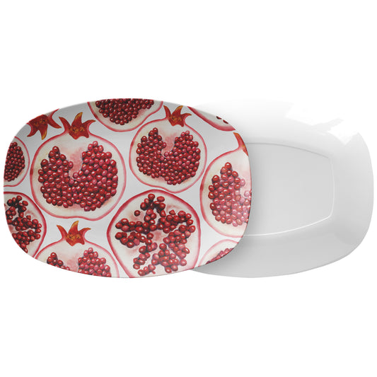 Pomegranate Print Serving Platter, Luxury Plastic
