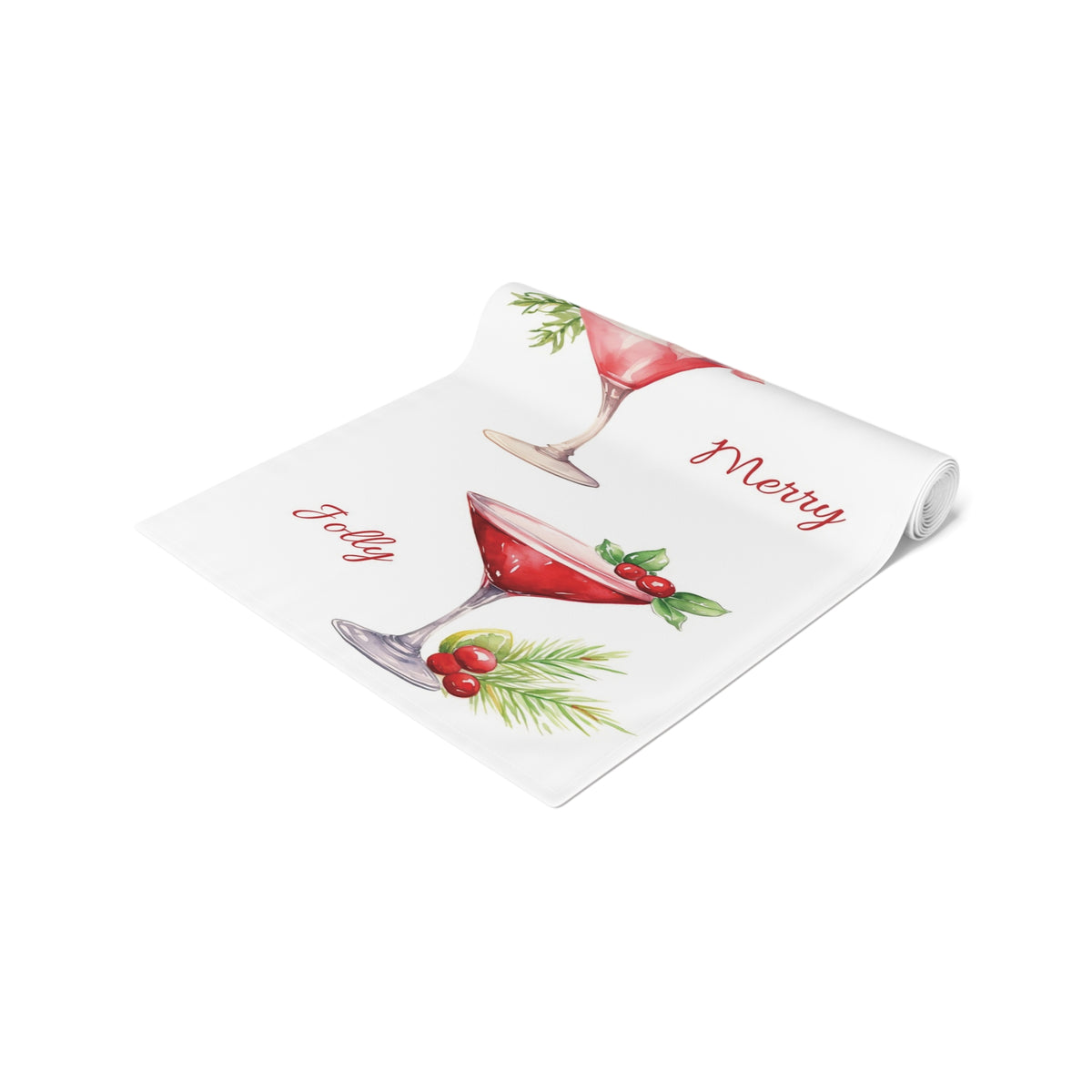 Glam Christmas Cocktails Table Runner, 16" x 90"