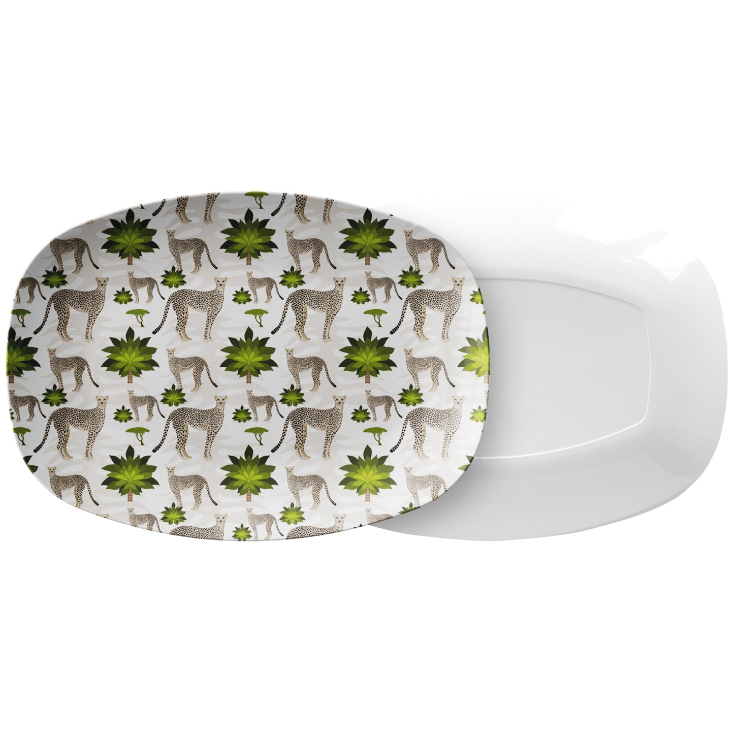 Safari Cheetahs Serving Platter, Green, Luxury Plastic