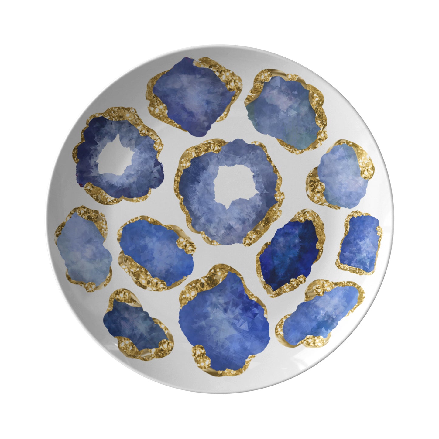 Sapphire blue and gold gemstone jewel print plates