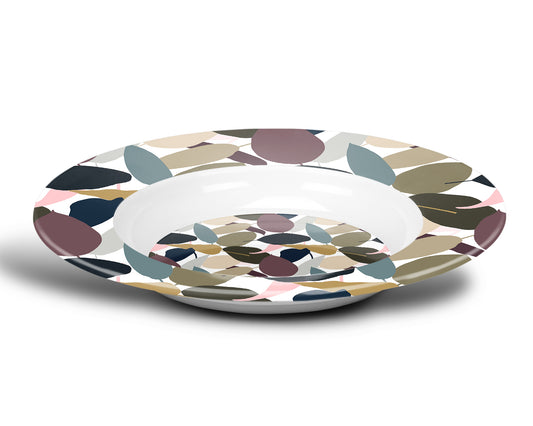 Modern Solid Leaf Bowl, Set of 4, Earth Tones, Luxury Plastic