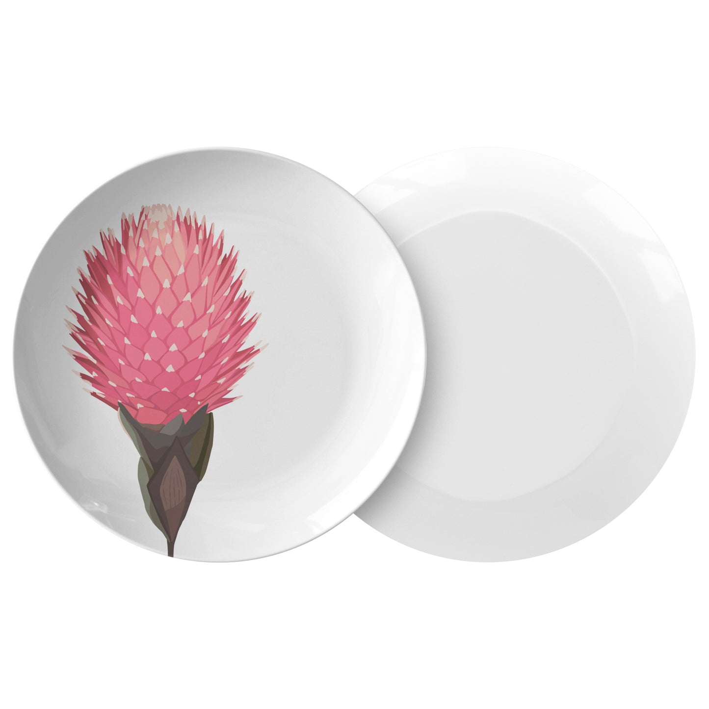 Pink Protea Flower Plates, Set of 4, Luxury Plastic