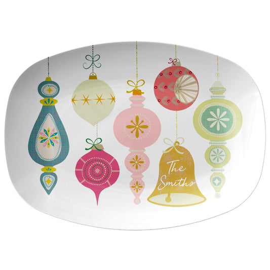 Personalized serving platter has gorgeous vintage ornaments and can be personalized with any name, word or initials.