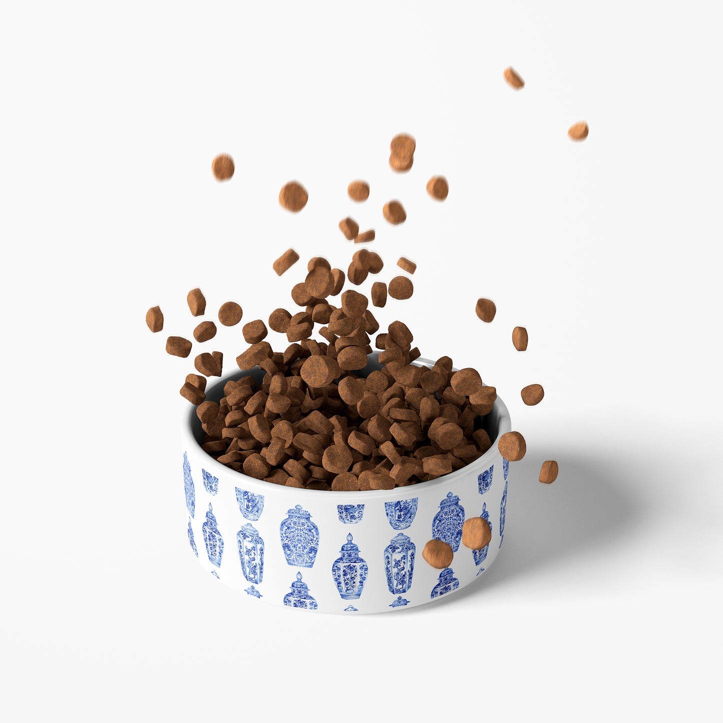 Personalized Ginger Jar Pattern Pet Bowl, Ceramic, White & Blue