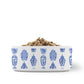 Personalized Ginger Jar Pattern Pet Bowl, Ceramic, White & Blue