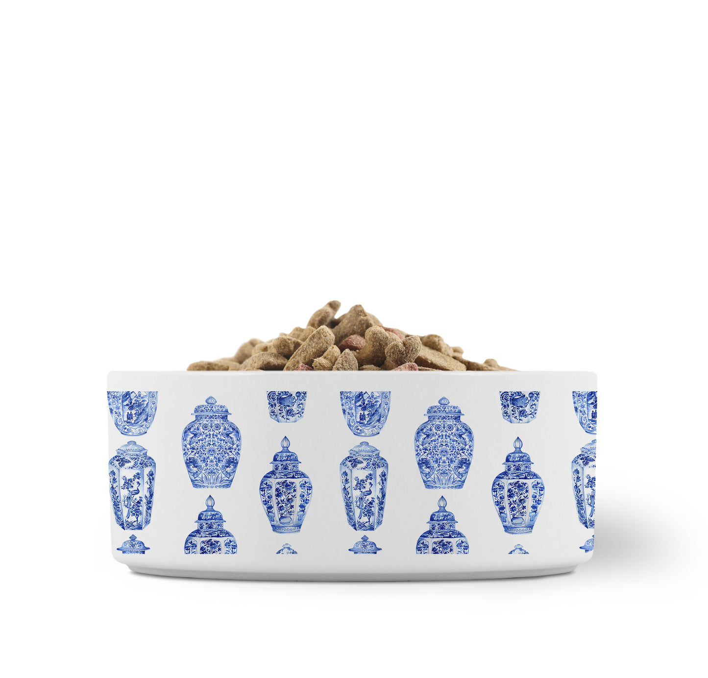 Personalized Ginger Jar Pattern Pet Bowl, Ceramic, White & Blue