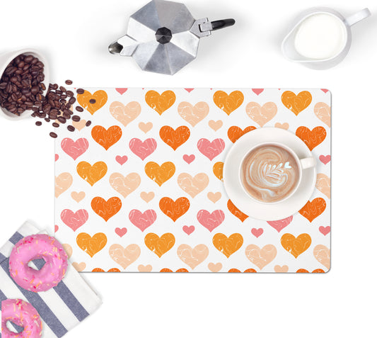 Hearts Pattern Counter Mat, Desk Pad, Choose Color