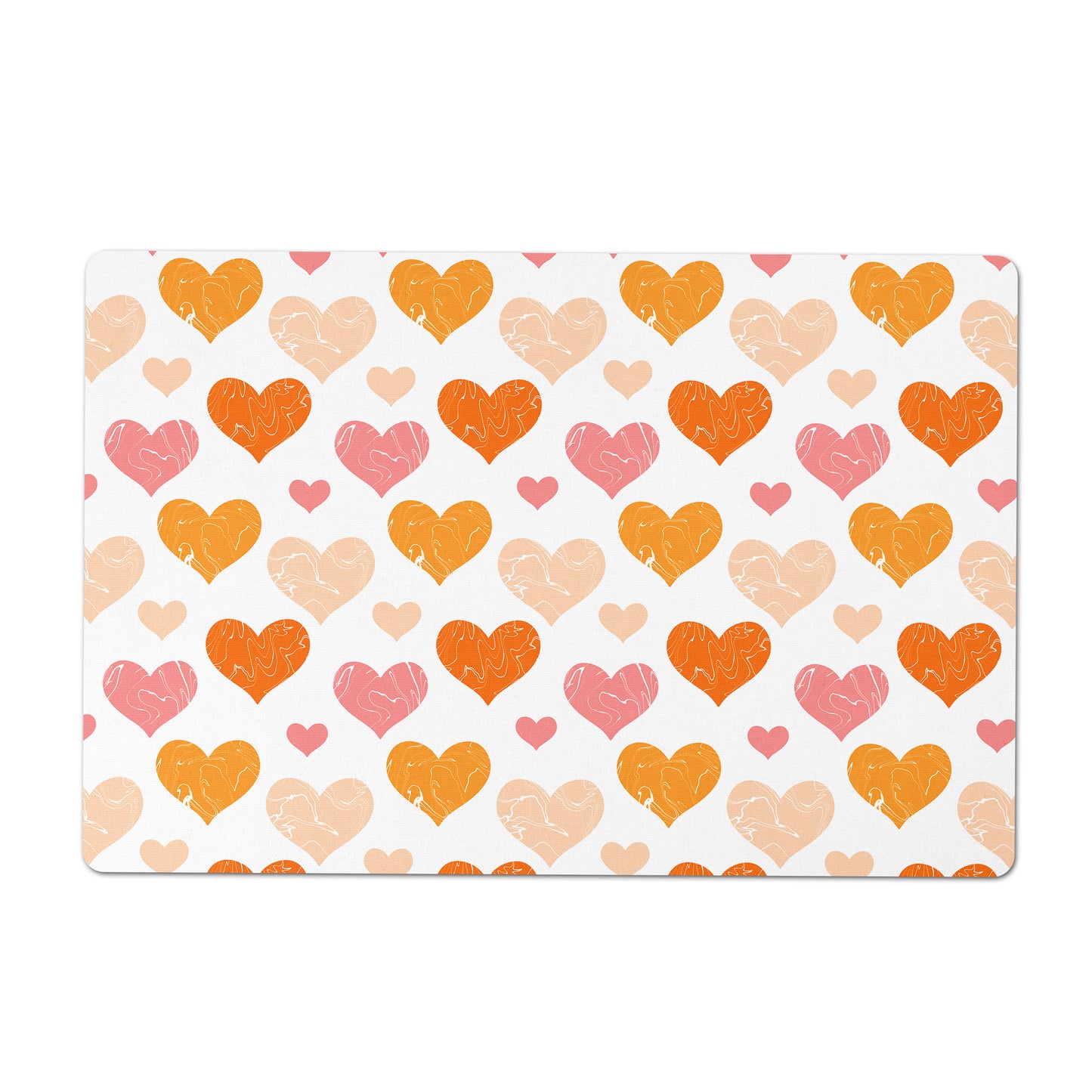 Pet Food Placemat, Orange and Pink Hearts