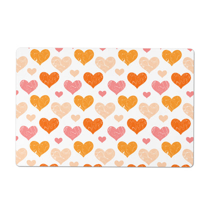 Pet Food Placemat, Orange and Pink Hearts