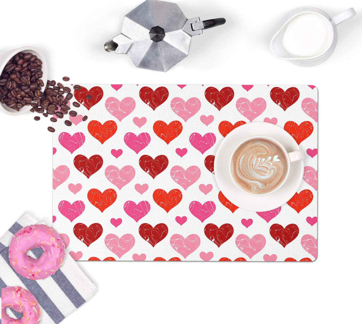 Hearts Pattern Counter Mat, Desk Pad, Choose Color
