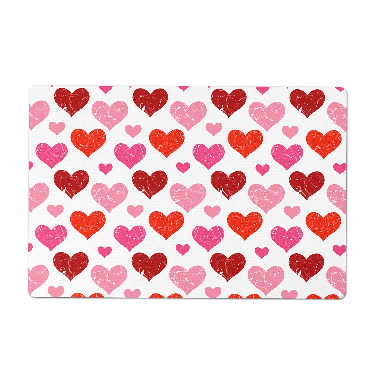 Pet Food Placemat, Red and Pink Hearts