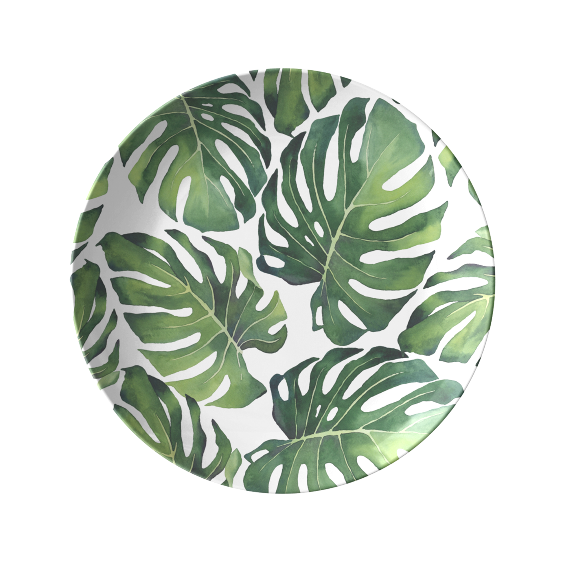 Modern Tropical Monstera Leaves Plastic Dinner Plates Green