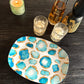 Gemstones Print Serving Platter, Aquamarine and Gold, Luxury Plastic
