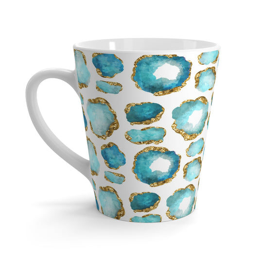 Aquamarine Gemstone Jewel Print on White Ceramic Coffee Mug