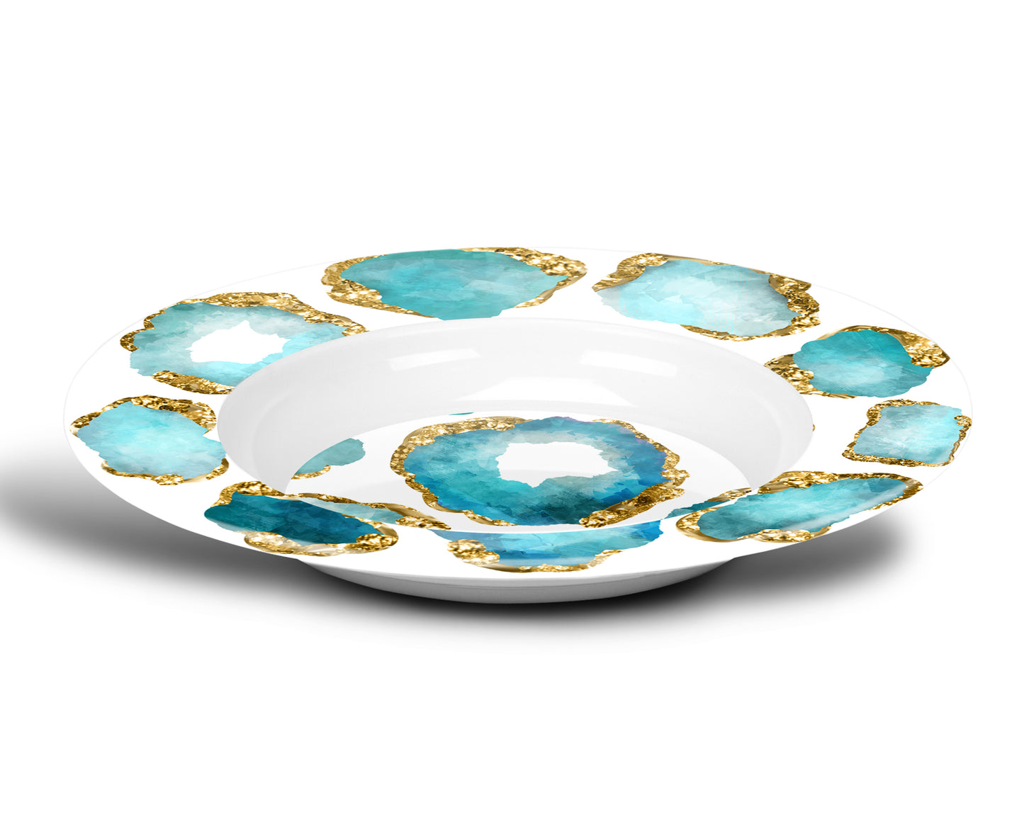 Luxury Aquamarine & Gold Gemstone Plastic Bowls - Set of 4