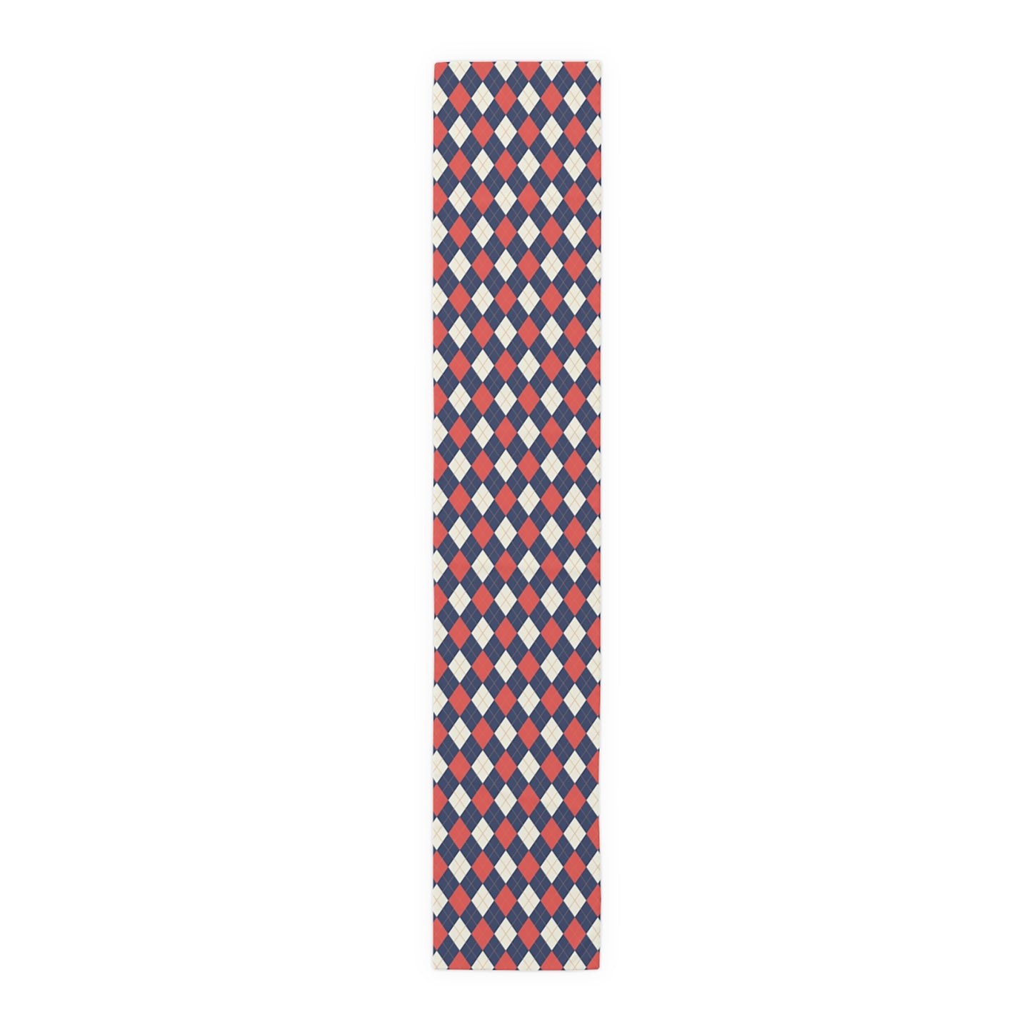 Argyle Diamond Pattern Table Runner, Navy, Red and Cream